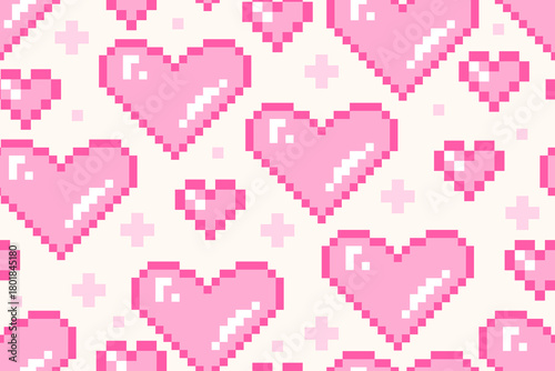 Valentine day valentine seamless pattern with pixel heart design for fabric, cotton, wallpaper, satin all types of print textile and background