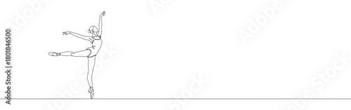 Continuous one line drawing of a graceful ballerina in an elegant pose. Concept of dance and performance