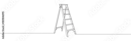 Continuous one line drawing of a stepladder. Concept of home improvement, repair, or construction