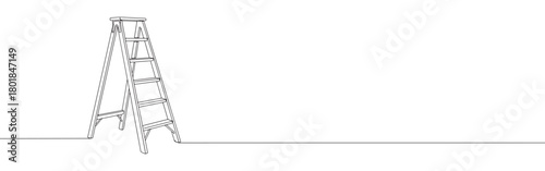 Continuous one line drawing of a stepladder. Concept of home improvement, repair, or construction