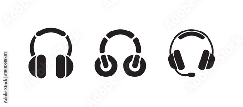 Headphone Vector Set Audio, Music & Listening Device Icons for Digital Interfaces
