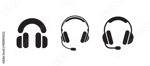 Music Headphone Silhouette Icon Pack, Modern Black Symbols, vector illustration eps 10.