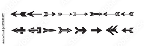 Black Arrow Icons Collection, Directional Symbols Set  Graphic Design, vector illustration eps 10.