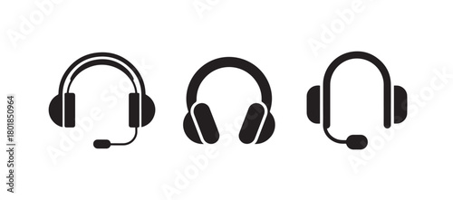 Modern Audio Device Icons ,Headphones, Headsets and Music Equipment Set, vector illustration eps 10.