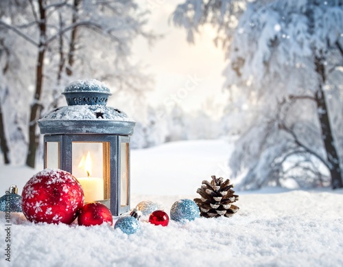 christmas decoration on a snow