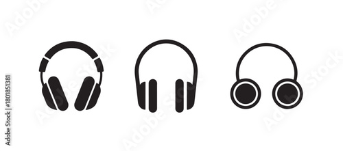 Music Headphone Silhouette Icon Pack, Modern Black Symbols, vector illustration eps 10.