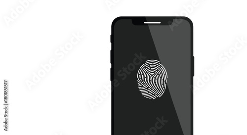 Modern smartphone displaying a fingerprint scan for secure biometric authentication and digital access