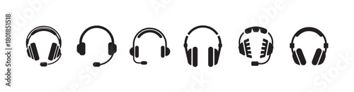 Flat Audio Technology Icons, Headphones and Sound Equipment Set, vector illustration eps 10.