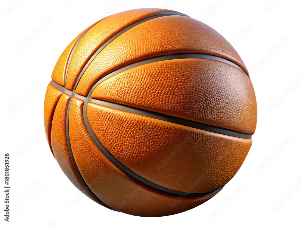 Obraz premium A realistic textured basketball isolated on a white background for sports and athletic concepts