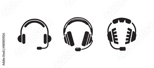 Headphone & Headset Icon Collection, Modern Audio, Music and Multimedia Vector Symbols
