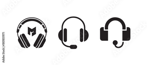 Stylized Headset, Earphone & Sound Device Graphics for UI, Streaming, Podcasts & Multimedia Design