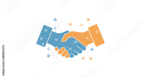 Digital handshake symbolizing partnership and connection in a modern technological business agreement