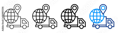 Global Shipping Icon Different Style Outline Collection Set