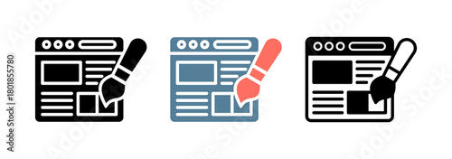 Website Design Icon Collection Set  Glyph & Mixed Style  