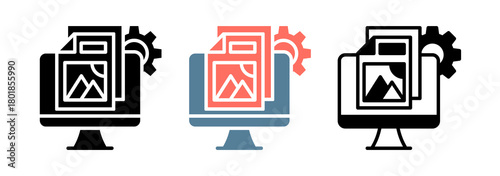 Content Management Icon Collection Set  Glyph & Mixed Style  