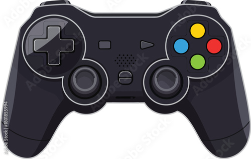 Stock photo of black wireless gaming controller for pc and consoles eps silhouette