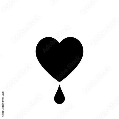 Bleeding heart symbol conveys pain loss or heartbreak