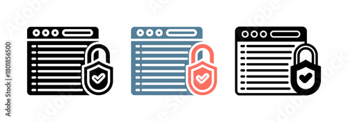Web Security Icon Collection Set  Glyph & Mixed Style  