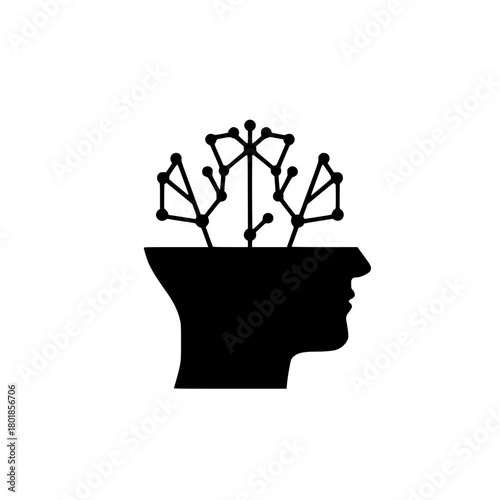 Innovative human mind with network connections for technology, data, and AI growth