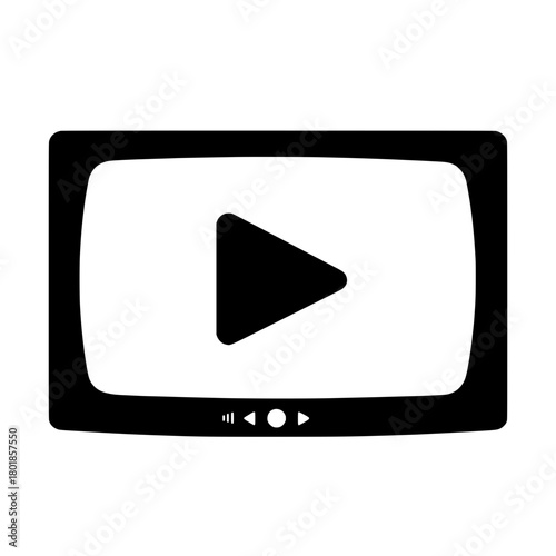 Retro television screen with play icon offers vintage media and entertainment vibes