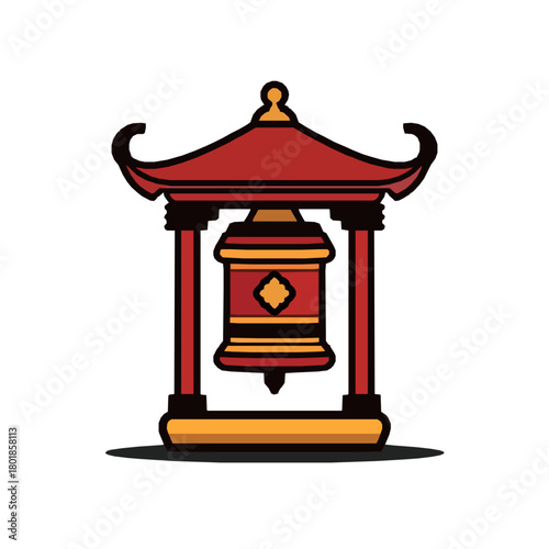 Meditative prayer wheel for spiritual journey, cultural symbol of Asian traditions