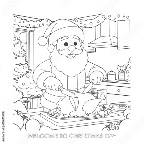 Christmas cartoon character painting outline drawing