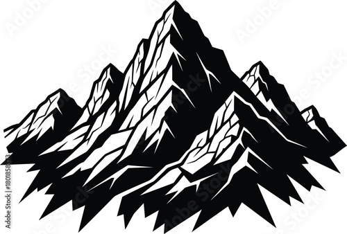 Black and white mountain range vector illustration peak landscape eps silhouette