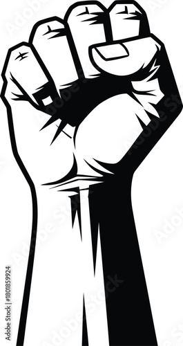 Raised fist vector illustration for protest symbol and social justice eps silhouette