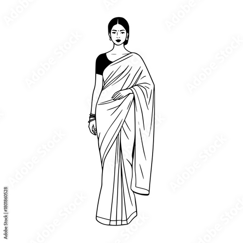 Elegant Indian woman in traditional Sari attire for cultural design projects
