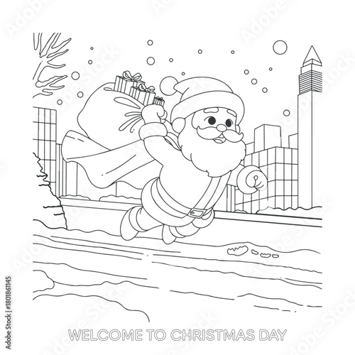Christmas cartoon character painting outline drawing