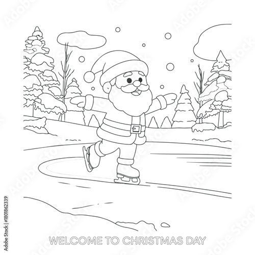 Christmas cartoon character painting outline drawing