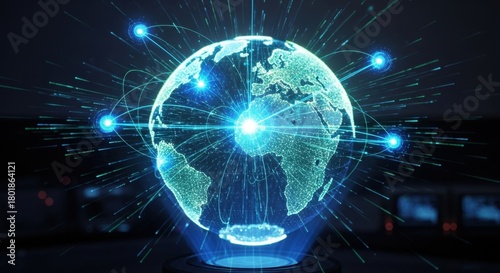 Futuristic digital globe representing global connectivity and technology networks