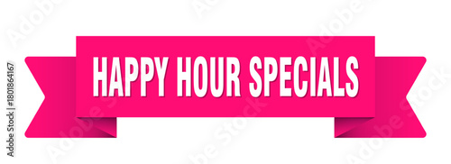 happy hour specials ribbon isolated on transparent background. happy hour specials ribbon