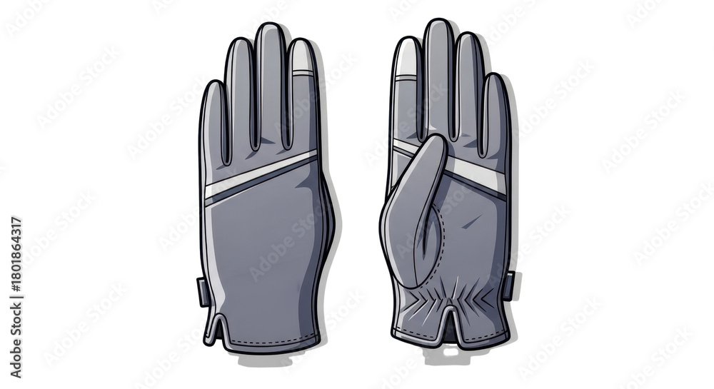 Fototapeta premium Pair of Gray Winter Gloves with Touchscreen Fingers Vector Illustration