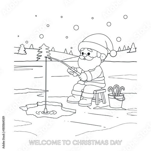 Christmas cartoon character painting outline drawing
