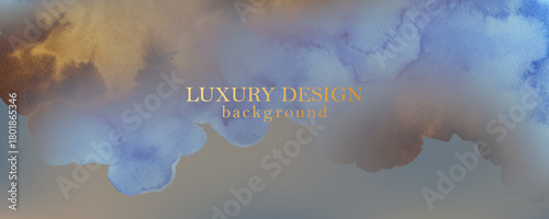 Elegant marble, stone texture. Watercolor, ink vector background with grey, beige, silver, gold, grey, blue vioplet colors. Luxury soft gradient backdrop. Chic wall art design. Clouds, sky, sea, water