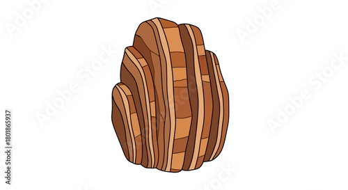 Illustration of a pecan nut with a striped shell, showcasing its unique pattern and texture.