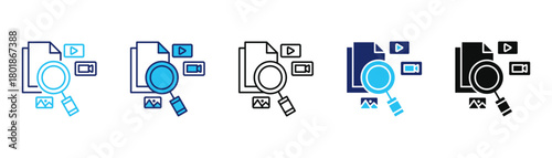 Media literacy icon pack in multiple styles