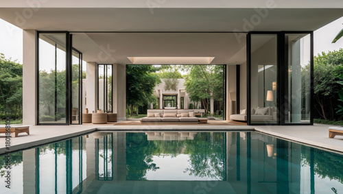 Wallpaper Mural Luxury home with a pool and open-air living space, modern architecture Torontodigital.ca