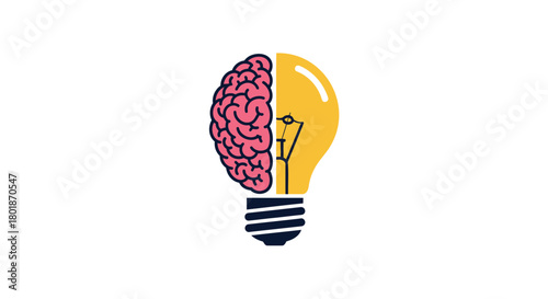 Conceptual illustration of a light bulb combined with a human brain representing innovation and creative thinking