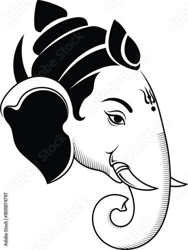 Ganesha drawing illustration hindu god indian culture black and white art eps silhouette