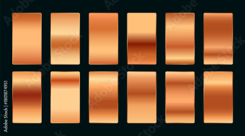 copper or rose gold premium gradient swatches palette set