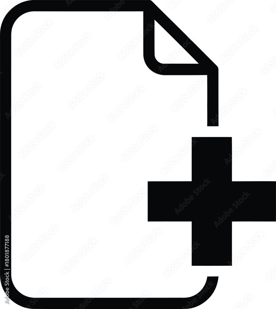 Fototapeta premium Add new file document icon vector illustration create file symbol design eps silhouette