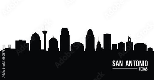 San antonio texas skyline silhouette black and white