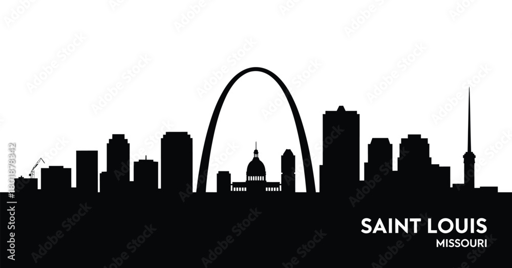Fototapeta premium Saint louis skyline silhouette with gateway arch
