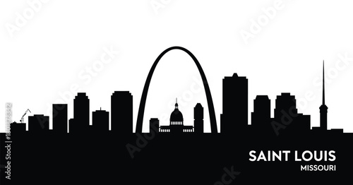 Saint louis skyline silhouette with gateway arch