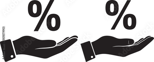 Two hands offering percentage symbols silhouette