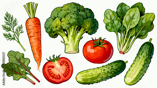 A collection of noodle delicacies, cartoon hand-drawn vector illustrations, dumplings, noodles, shumai, steamed buns, mantou, and bread