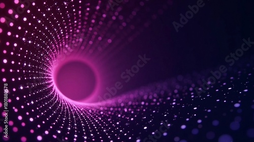 Futuristic Abstract Tunnel with Glowing Pink and Purple Light Particles Forming a Digital Vortex in Motion for Technology, Sci-Fi, and Modern Graphic Design Backgrounds