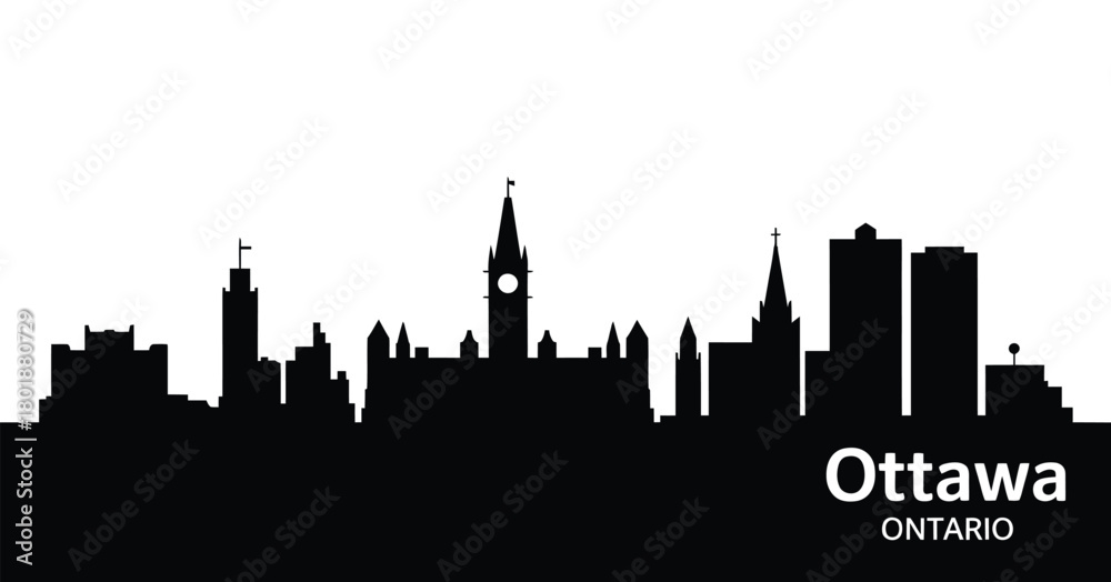 Obraz premium Ottawa ontario skyline silhouette canada capital city landmark